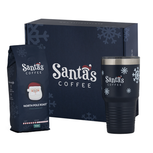 Santa's Coffee Snowflake Tumbler & North Pole Roast Coffee Gift Box