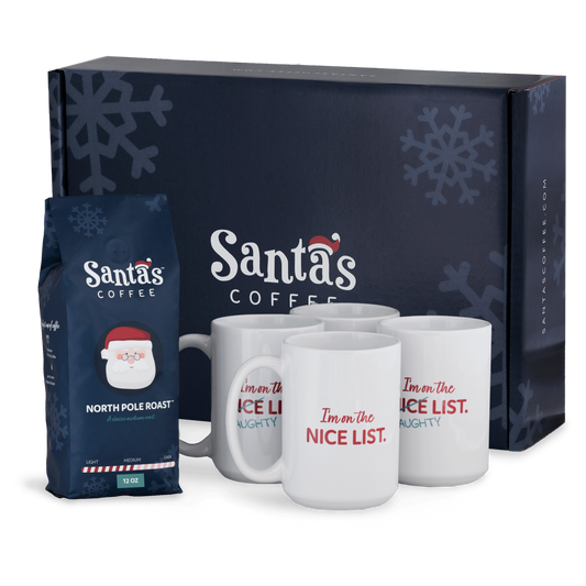Santa's Coffee Naughty or Nice Coffee Gift Box - 4 Mugs