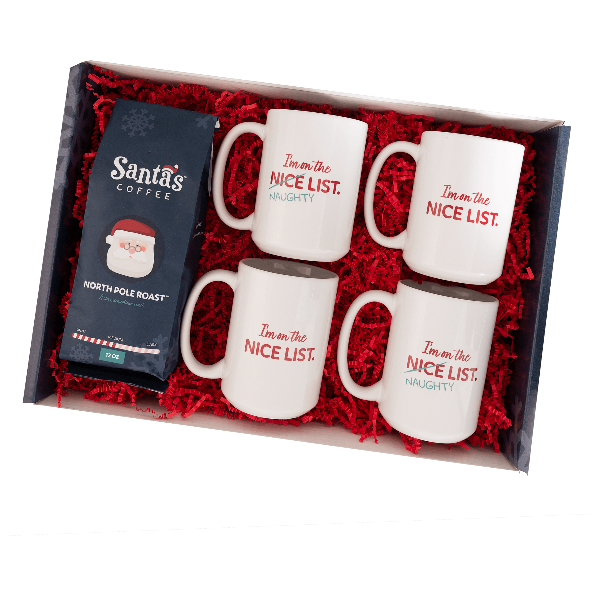Santa's Coffee Naughty or Nice Coffee Gift Box - 4 Mugs