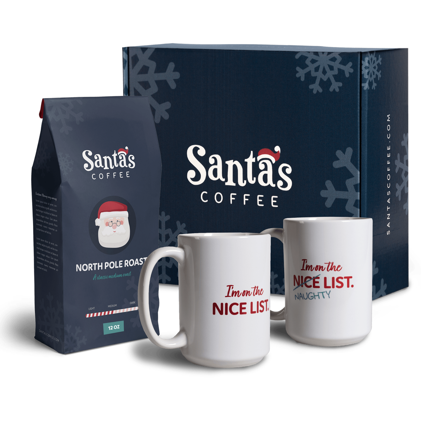 Santa's Coffee Naughty or Nice Coffee Gift Box - 2 Mugs